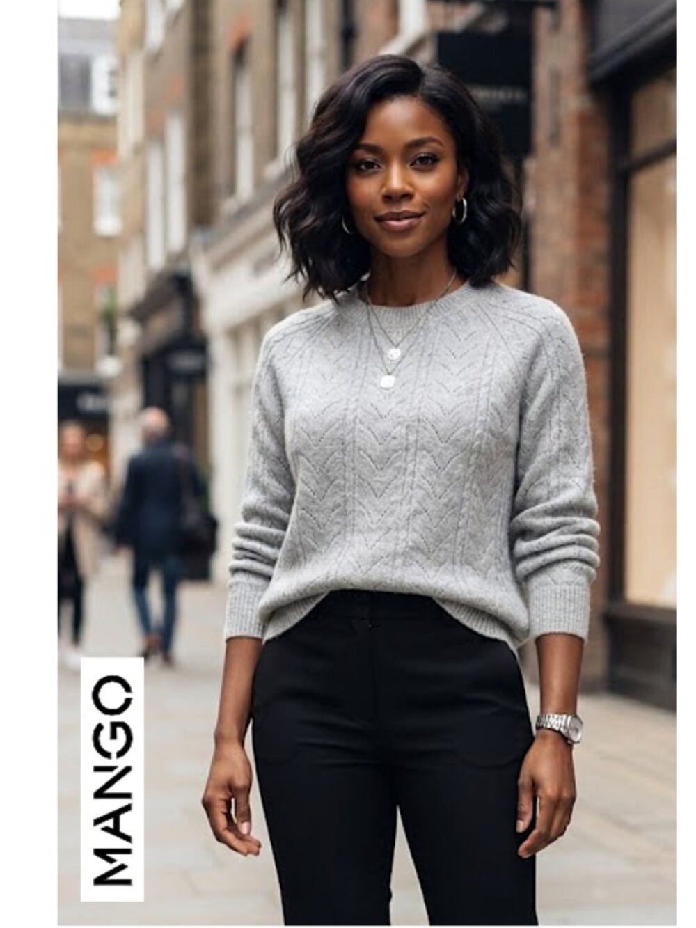 MANGO - Light gray knit sweater